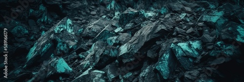 Teal Mountain Crumble  Textured Fantasy Background, Generative AI