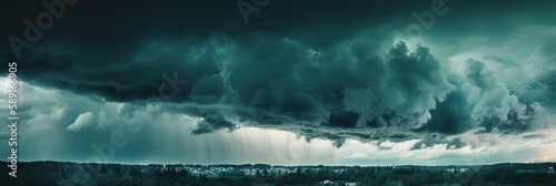 Dramatic Night Sky with Toned Thunderclouds A Panoramic Header for Web Design, Generative AI