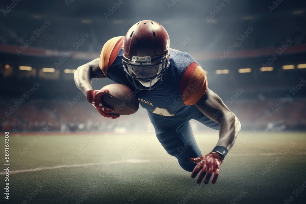 American Football Player Scores a Touchdown.American football player ...