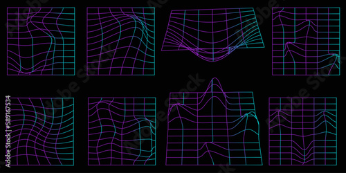 Shape set y2k style for banner. Shape set y2k style for decoaration.Trendy geometric forms.Trendy 90s.Y2k aesthetic.Simple shapes.Shape set y2k style for poster.