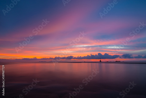 The beauty of twilight during sunset on Koh Tarutao, Satun province, Thailand. photo