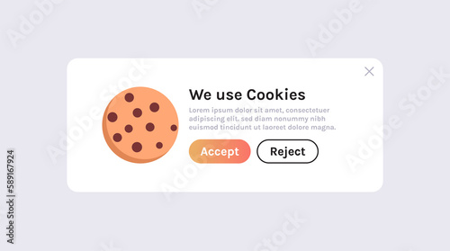 Protection of personal data information cookie and internet web page we use cookies policy concept flat illustration.	
