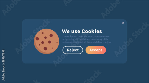 Protection of personal data information cookie and internet web page we use cookies policy concept flat illustration.	
