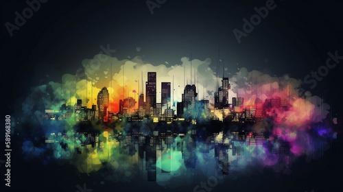 abstract city skyline wallpaper - Generative AI