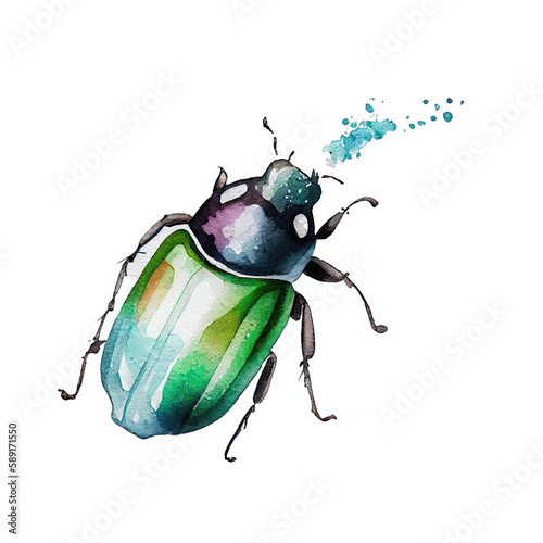 Bug spray illustration watercolor with transparent background. Generative AI