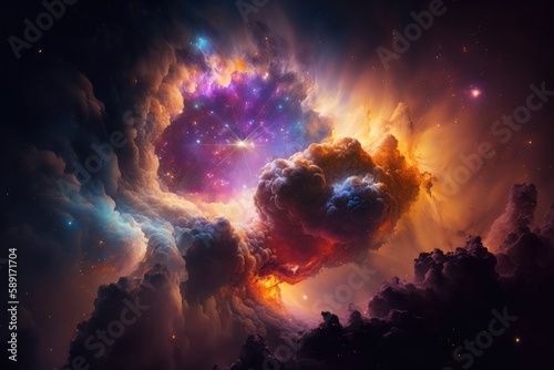 Colorful space galaxy. Futuristic nebula background.