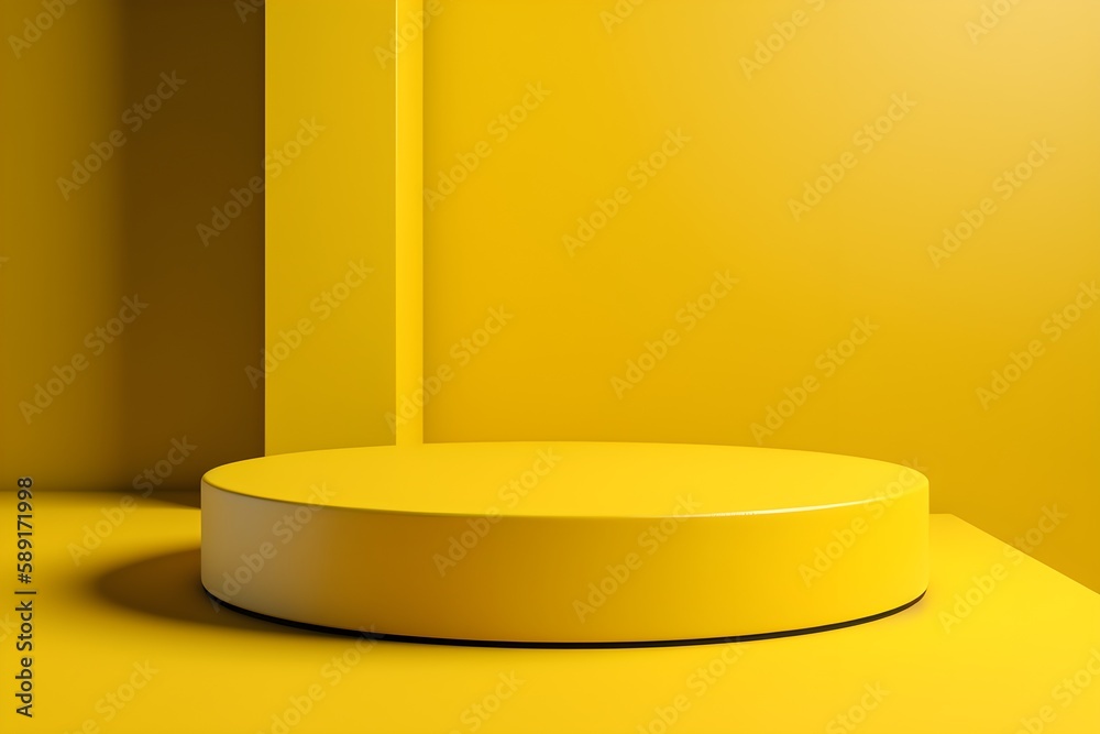 Simplicity and Minimalism: Creative product all in yellowpodium/platform mockup, AI generated Simplicity and Minimalism: Creative product all in yellowpodium/platform mockup, AI generated
