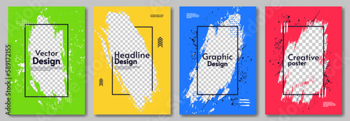 Set of poster of cover. Vector illustration. Overlay brush poster. Design for cover, poster, flyer, postcard, invitation, banner.
