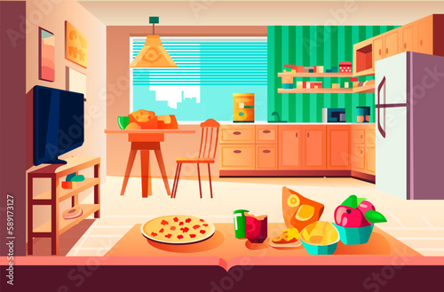 modern kitchen empty no people home apartment interior horizontal