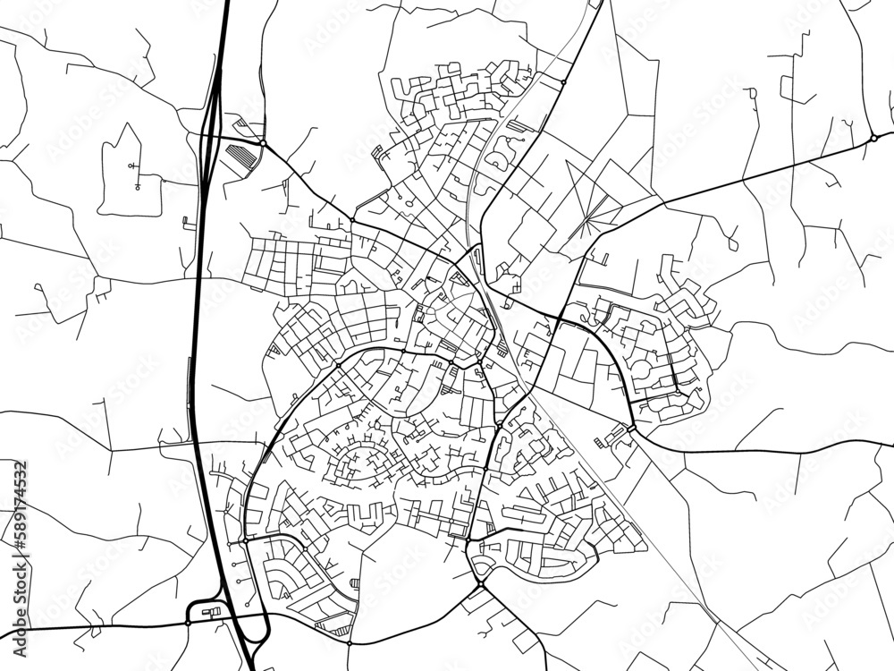 Vector Road map of the city of  Barneveld in the Netherlands. Based on data from OpenStreetMap.