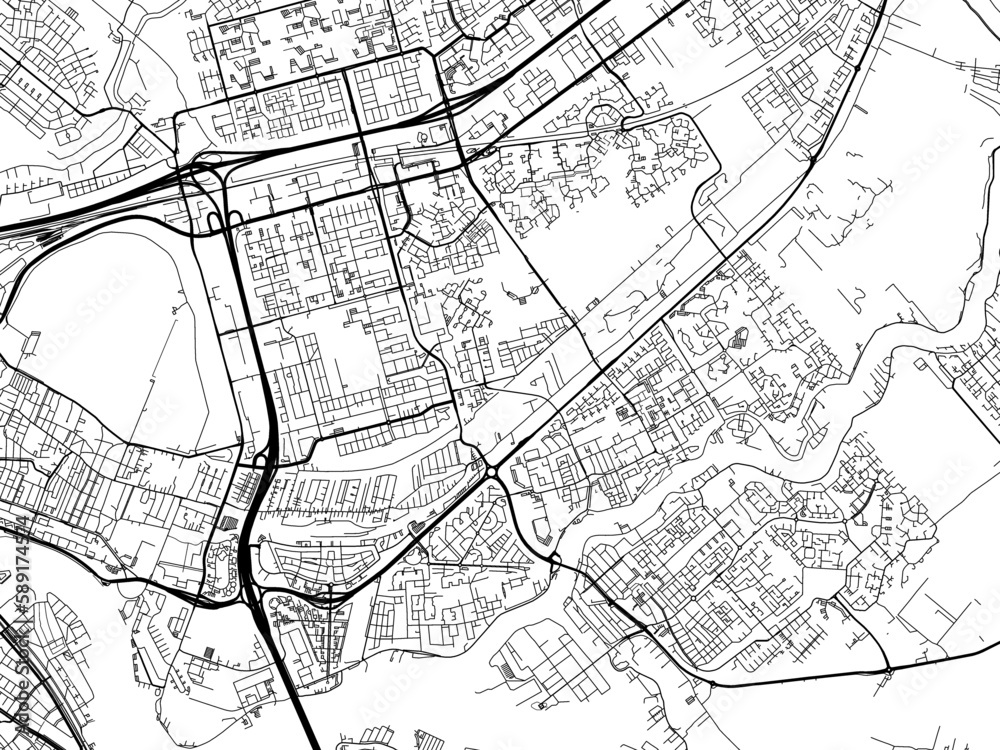 Vector Road map of the city of  Capelle aan den IJssel in the Netherlands. Based on data from OpenStreetMap.