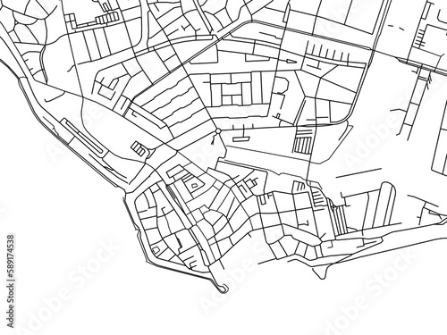 Vector Road map of the city of  Vlissingen Centrum in the Netherlands. Based on data from OpenStreetMap.