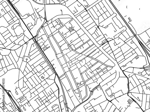 Vector Road map of the city of  Delft Centrum in the Netherlands. Based on data from OpenStreetMap.