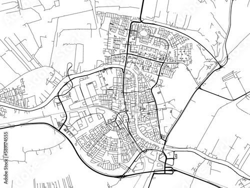 Vector Road map of the city of Alphen aan de Rijn in the Netherlands. Based on data from OpenStreetMap.
