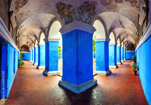 Photos Blue courtyard in Santa Catalina monastery in Arequipa, Peru