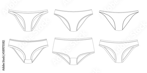 Template women underpants vector illustration flat sketch design outline