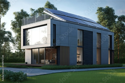 Abstract Art of Futuristic Zero Emissions Green House Technology Generative AI  © LayerAce.com