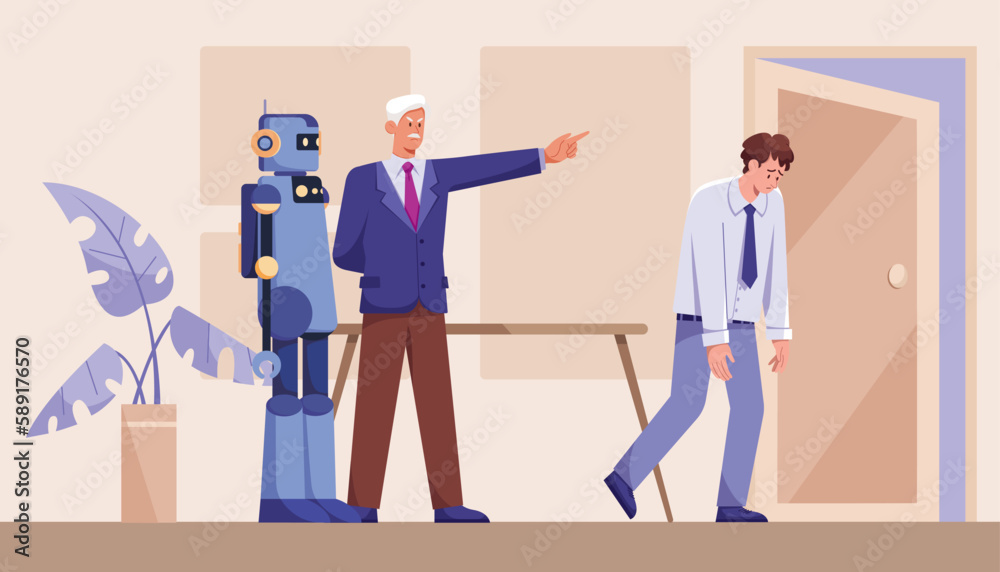 Fototapeta premium AI Replacing Human