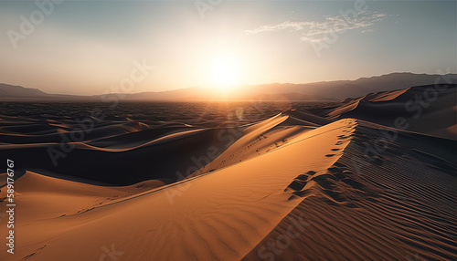 sunset in the desert. Created using generative AI.