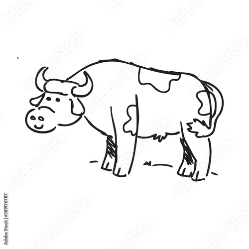 cow Hand drawn vector illustration.
