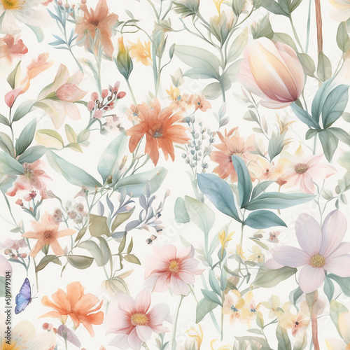 Seamless repeating pattern - beautiful floral pattern