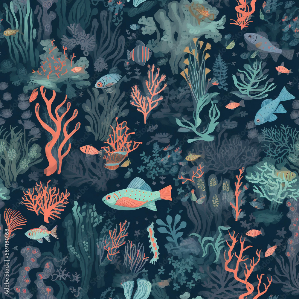 Seamless repeating pattern - undersea pattern Seamless repeating pattern - undersea pattern