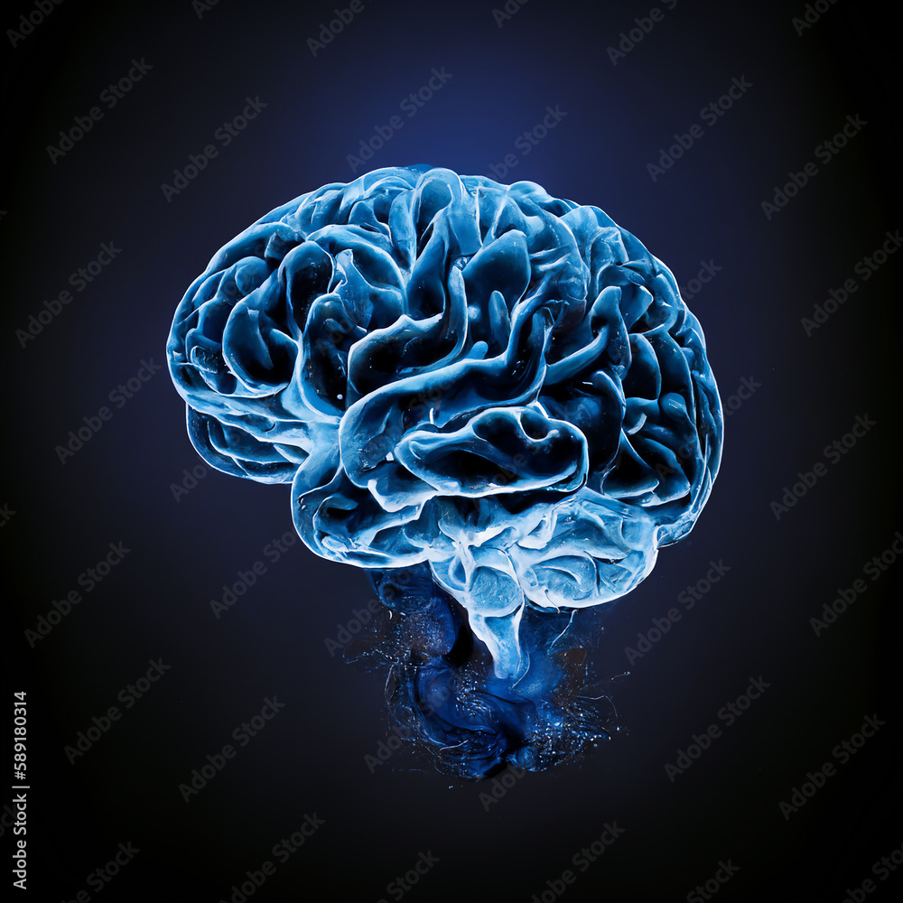 digital blue brain scan technology icon for a modern study with neural ...