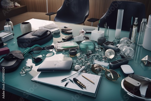 Lose - up Of Personal Accessories On Table, Generative AI