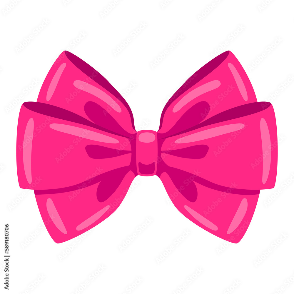 Pink satin bow illustration. Ribbon with knot for card decoration and design. Pink satin bow illustration. Ribbon with knot for card decoration and design.