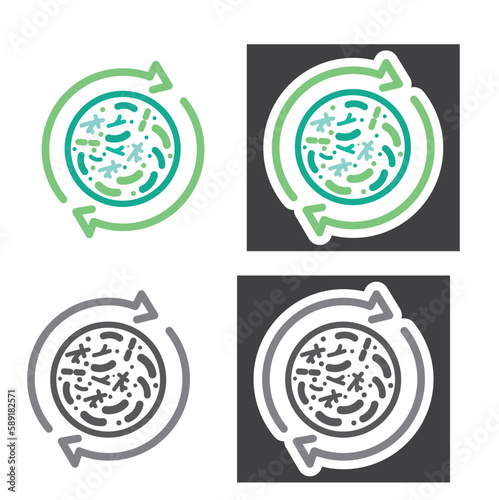 Normal bacterial environment in the digestive system - vector, icon, sticker.