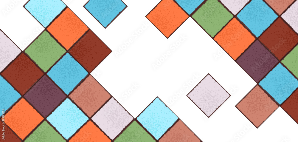 Ancient ceramic tile background. Wall or floor texture. Decorative antique stone ornament. Abstract texture.