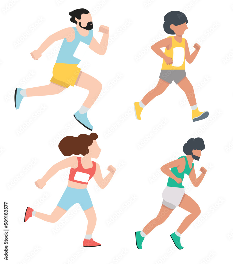 Runners men and women sports set