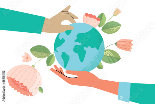 International Mother Earth Day. Ecology, environmental problems and environmental protection. Vector illustration for graphic and web design, business presentation, marketing and print material.