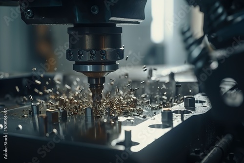 Tool Cutting Metal At Factory, Generative AI
