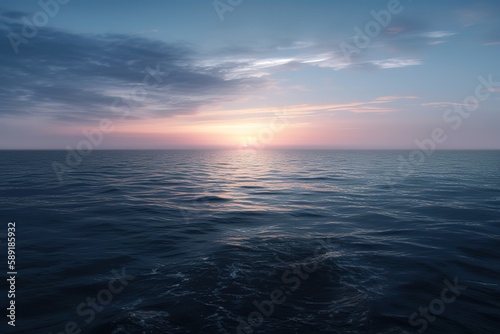 Panoramic View Of Sea Against Sky At Dusk, Generative AI © dhaval