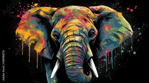 Elephant portrait painted by Generative AI
