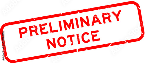 Grunge red preliminary notice word square rubber seal stamp on white background