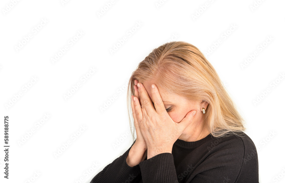 Upset stressed old woman with mental disorders. Upset stressed old woman with mental disorders.