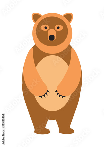 Concept Cute animals bear. This is a flat vector illustration of a cute cartoon bear. Vector illustration.