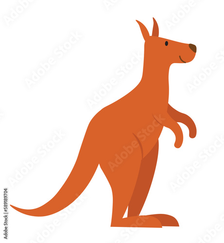 Concept Cute animals kangaroo. This is a flat vector illustration featuring a cute kangaroo in a cartoon-style scene. Vector illustration.
