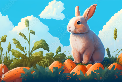 Bunny in the grass, generative AI
