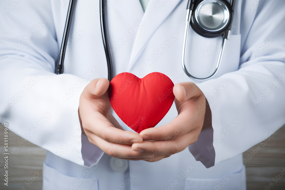doctor holding heart,ai generative doctor holding heart,ai generative
