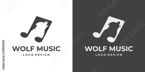 wolf music logo. vector illustration.