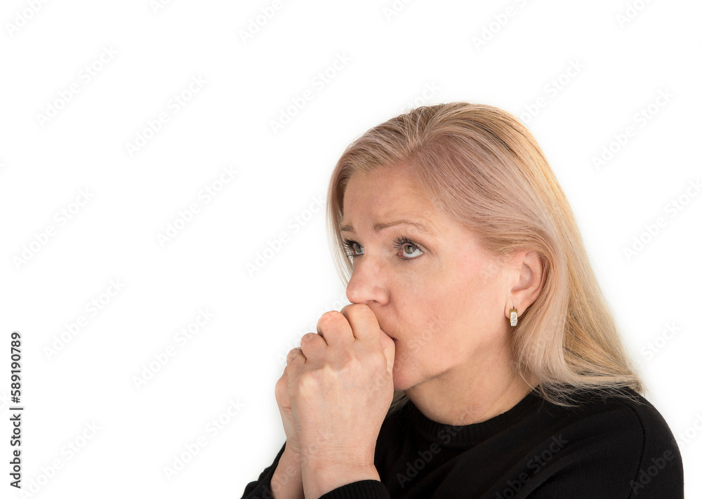 Upset stressed old woman with mental disorders. Upset stressed old woman with mental disorders.