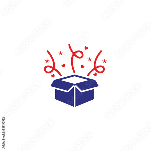 open carboard happy unboxing symbol vector