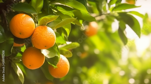 bunch of oranges fruit on branches. Generative AI