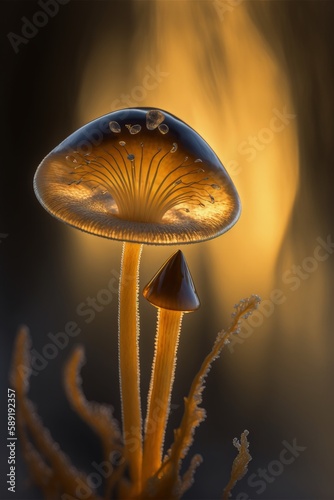 Inocybe mushroom close up. Generative AI photo