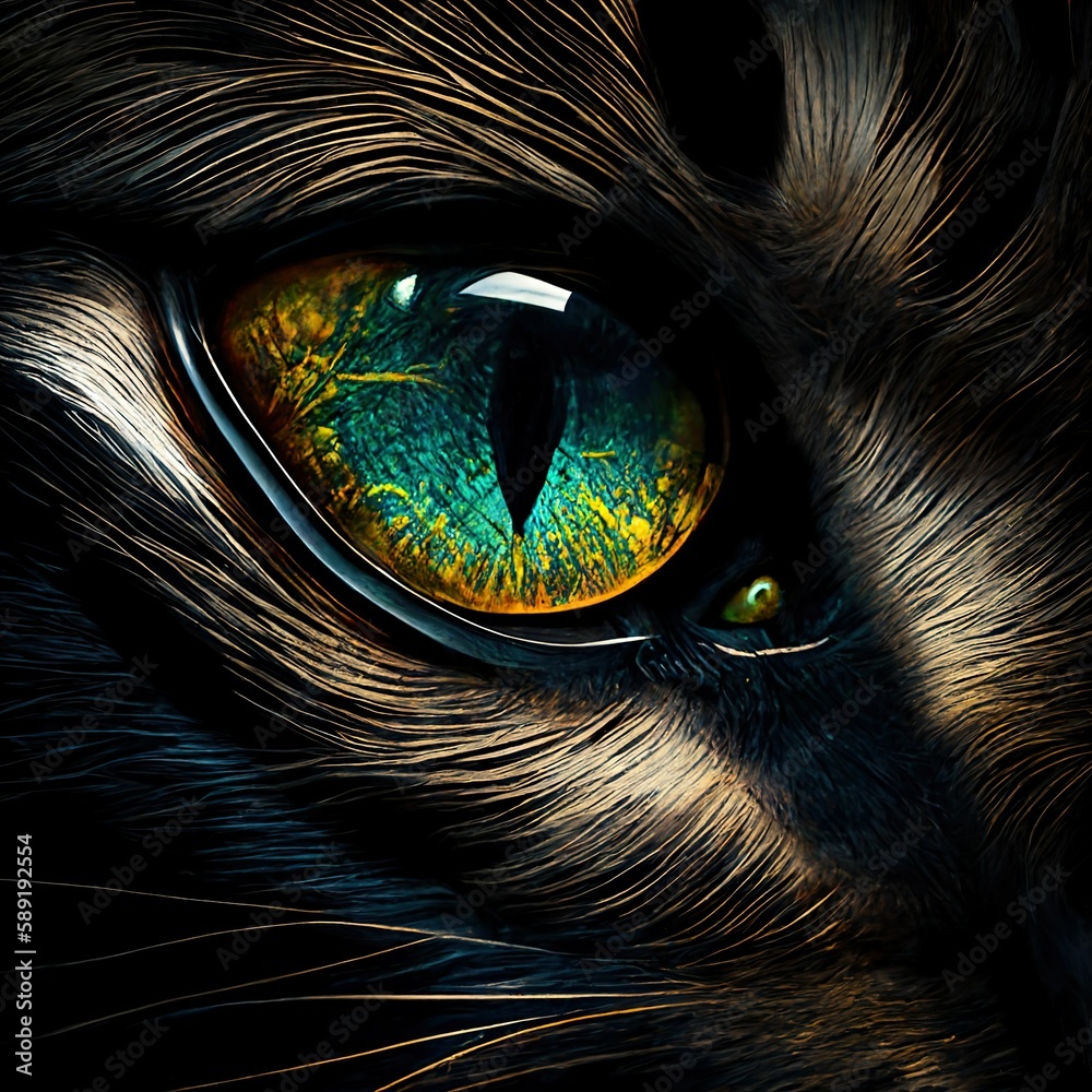 Experience the wild hunt with cat's keen eyes: adrenaline, excitement and wildlife adventure with Cat Eyes Speed ​​Hunt - obrazy, fototapety, plakaty 