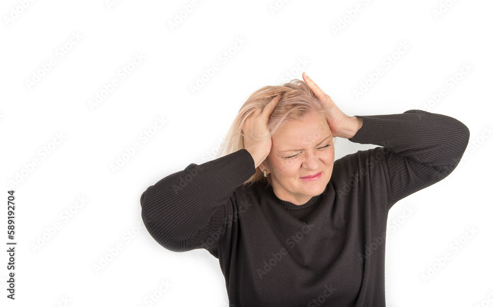 Upset stressed old woman with mental disorders. Upset stressed old woman with mental disorders.