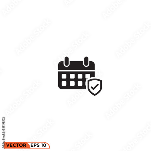 Icon solid vector graphic of calendar aproved photo